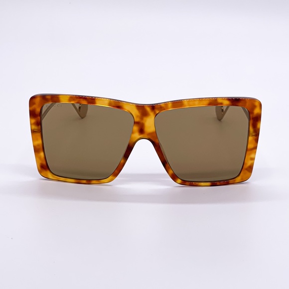 NEW GUCCI GG0434S HAVANA SHIELD SUNGLASSES GUCCI MASK EYEWEAR GUCCI - Picture 5 of 7